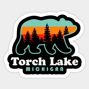 Torch Lake Beach Vacation Michigan Bear Trees Sticker